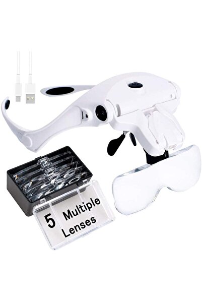 Choice Headband Magnifying Glass, USB Charging Head Magnifier with LED Light ...