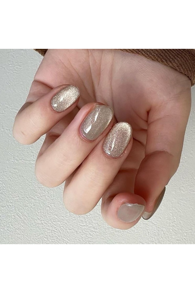 Choice JP2652 24 قطعة/مجموعة أظافر صناعية على شكل عيون قطة للنساء والفتيات باللون الأحمر والبني والأخضر والأزرق والرمادي بأطراف قصيرة لامعة