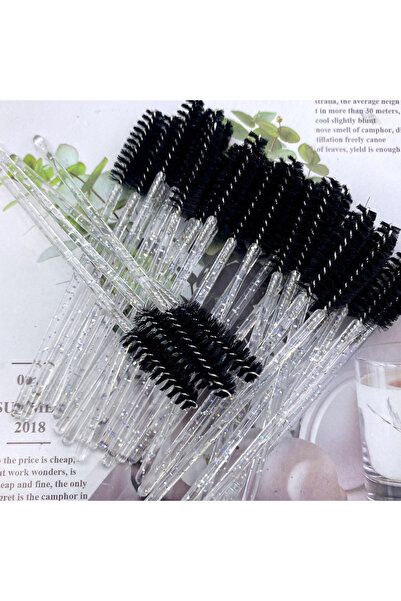 Choice 50pcs black 50pcs Eyelashes Brush Crystal Diamond Handle Makeup Brush Mascara Wands Eyelash Extensio