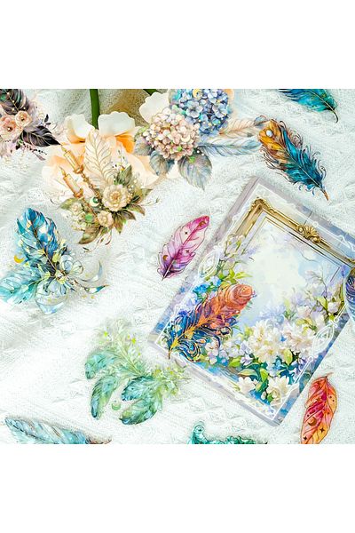 Choice 30PCS Feather Stickers, Artistic Retro DIY Waterproof Stickers for Scrapbook Supplies Junk Journa