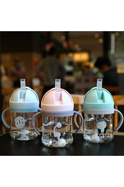 Choice كوب تغذية للأطفال أخضر سعة 250 مل مع ماصة لتعلم الأطفال الرضاعة وزجاجة...