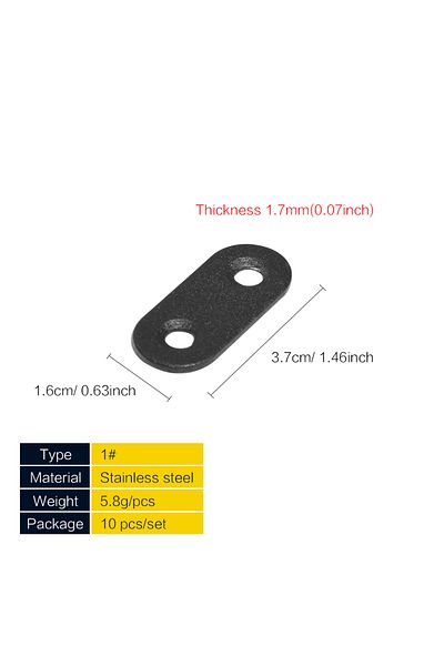 Choice 10pcs-37X16mm 2/ 4/ 10 Pack, Flat Plate Straight Bracket Flat Metal Brace Bracket, Metal Brackets Me