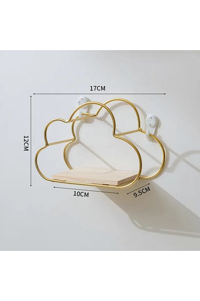 Choice S-Gold Creative Cloud Iron Shelving Wall Shelf Wooden Clapboard Nordic Style Decoration Children Roo