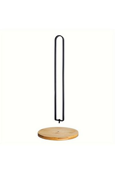 Choice 1pc Nordic-Style Bamboo Base Paper Towel Holder - Free-Standing Vertical Storage Rack, Countertop Mo