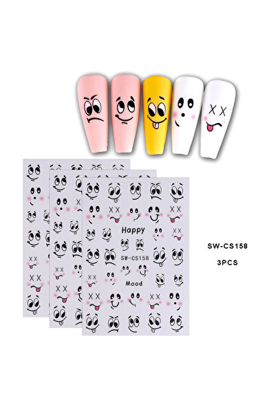 Choice SW-CS158 3 قطع/مجموعة ملصقات أظافر ثلاثية الأبعاد على شكل رسوم متحركة ...