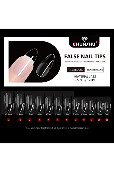 Choice 120 قطعة أظافر لوزية 120 قطعة أظافر صناعية شبه مصقولة شفافة أطراف أظاف...