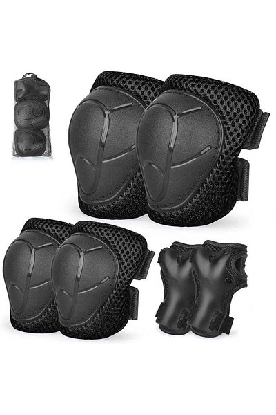 Choice معدات حماية للأطفال من Black1، وسادات الركبة ووسادات الكوع 3 في 1 مع واقي المعصم للتزلج على الجليد