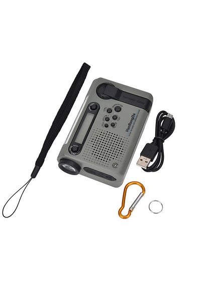 GOLDFOX Grey Weather Emergency Radio AM/FM/SW Portable Solar Hand Crank Radio 3 in 1 2000mAh Power Bank Phon