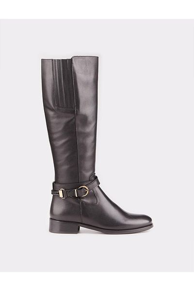 Cabani Genuine Leather Black Zippered Women's Flat Boots