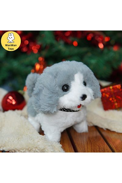 Choice Grey And White WanWan Toys Interactive Plush Puppy Dog Toy - Walking, Barking, Wagging Tail, and Str