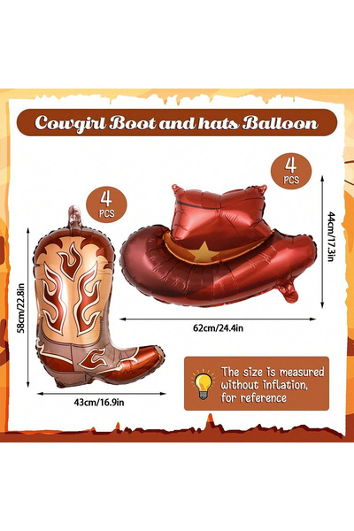 Choice Other 8pcs 8pcs western themed party balloons, including cowboy boots ...