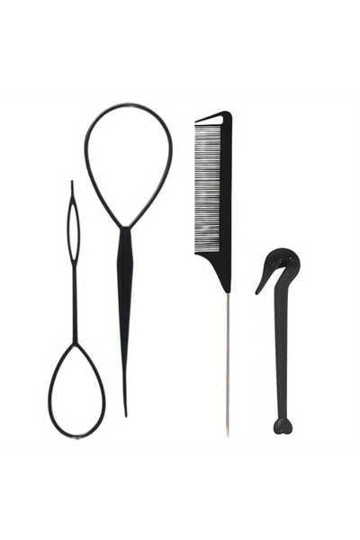 Choice مجموعة أدوات حلقات الشعر باللون الأسود مكونة من 4/5 قطع، قطعتين من حلق...