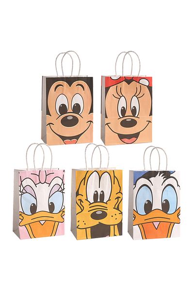 Disney 10pcs Paper Bag 5/10pcs Minnie Mickey Mouse Big Face Candy Bags for Birthday Party Gift Box Package