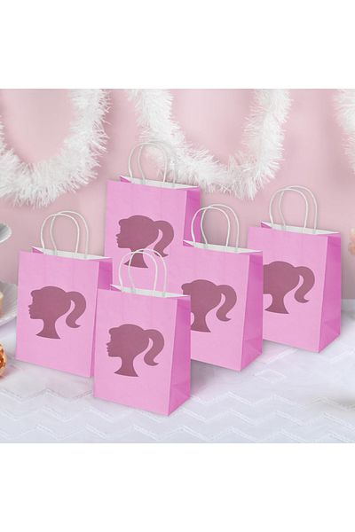 Choice Other 24pcs Pink Girl Gift Bags Paper Bags With Handles Bulk, Shopping Bags, Party Bags, Retail Bags