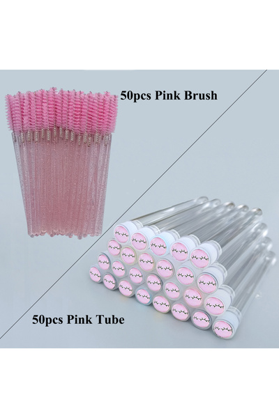 Choice7 50 فرشاة، 50 أنبوب، 50 فرشاة حواجب قابلة لإعادة الاستخدام، فرشاة رموش، فرشاة حواجب قابلة للاستبدال