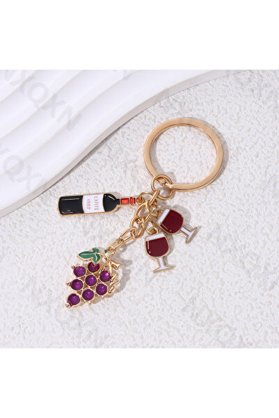 Choice E7350 Cute Grape Red Wine Enamel Keychain Party Drink Classic Key Ring...
