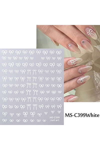 Choice MS-C399 أبيض 1/2 قطعة أسود أبيض وردي تصميم فيونكة صغيرة ملصق فن الأظاف...