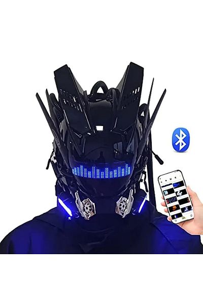 Choice APP JAUPTO Punk Mask Cosplay for Men,Bluetooth APP Techwear mask, Halloween Cosplay Costume Accessor