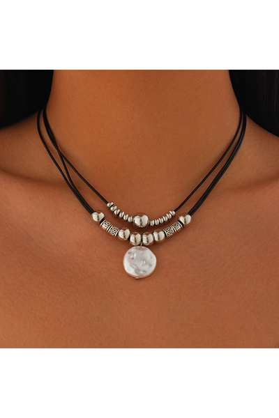 Choice Necklace KunJoe Vintage Multilayer Leather Rope Chain Beaded Choker Sh...