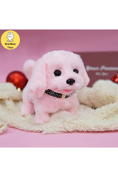 Choice Pink WanWan Toys Interactive Plush Puppy Dog Toy - Walking, Barking, Wagging Tail, and Stretching -