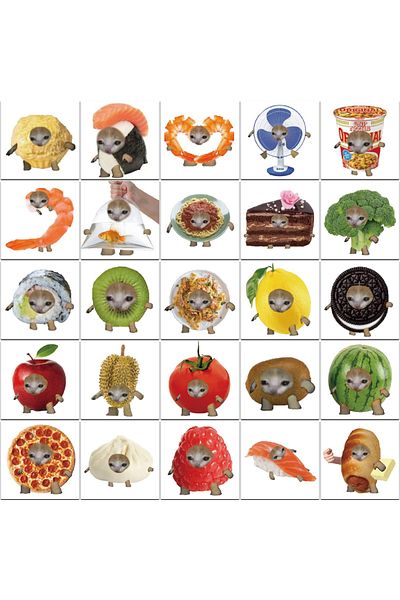 Choice 69pcs Meme Cat Food Cute Graffiti Stickers Set Toy Luggage Laptop Ipad Skateboard Phone Car - Fun...