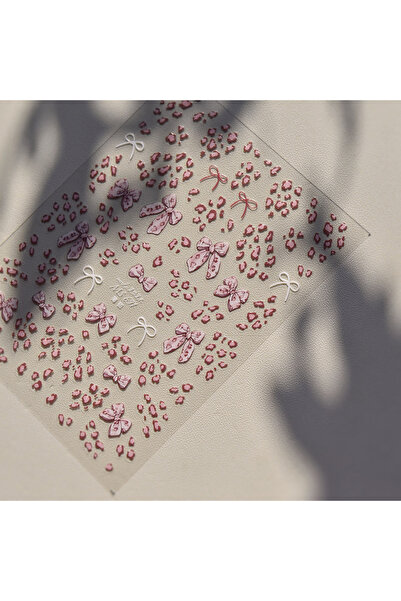 choice2 1 قطعة 1 قطعة ملصقات أظافر ثلاثية الأبعاد على شكل فيونكة الفهد مع عقد...