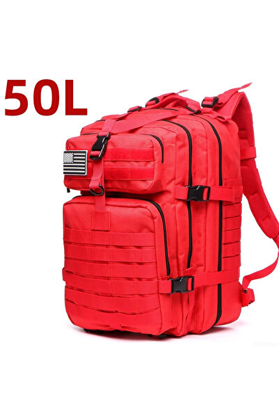 Choice حقيبة ظهر خارجية مقاومة للماء من النايلون 1000D سعة 50 لترًا (أحمر) 25...