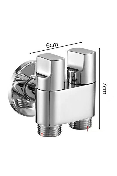 choice2 صنبور غسالة فضي مزدوج التحكم، صمام مثلث المرحاض، نقطة واجهة غسالة F