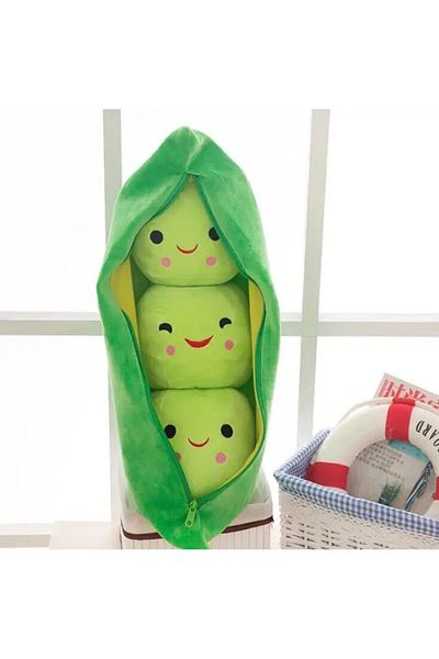 Hot Toys about 25cm WD-Green 25CM Cute Children's Baby Plush Peas Filled Plant Doll Toy Children Kawaii Quali