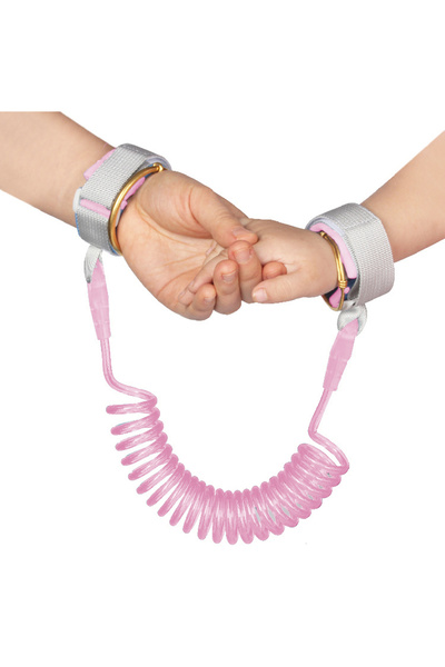 Choice1 سوار منع فقدان الأطفال بدون قفل وردي بطول 2 متر؛ قفل بمفتاح مع حبل ما...