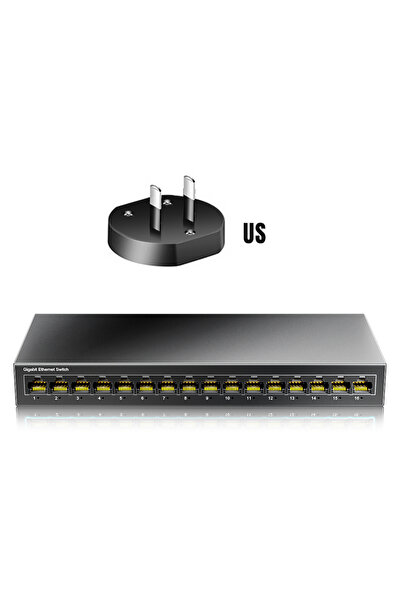 Choice1 US Plug AMPCOM Network Switch 16 Ports Switch Ethernet 1000Mbps Gigabit High Performance Smart Switc
