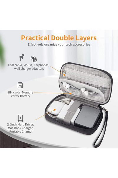 COOYA 2Pcs Electronic Accessories Storage Bag,Small Portable All-in-One Organizer,for Power Cords Charger