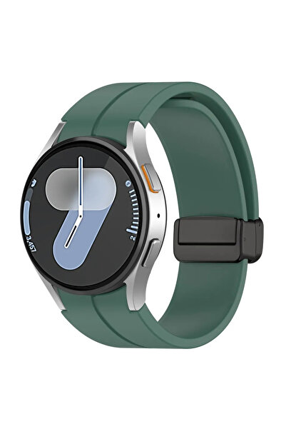 Choice سوار مغناطيسي أخضر داكن لساعة سامسونج جالاكسي 7 6 5 4 44 مم 40 مم/5 بر...