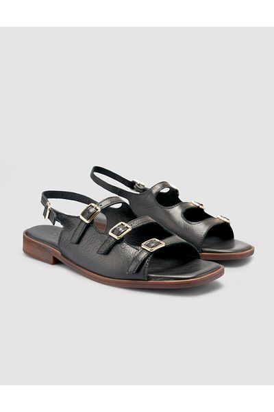 Cabani 100% Genuine Leather Black Women's Sandals