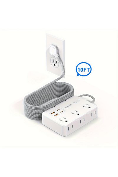 Choice 100-240v Us 6 10ft Us Plug Power Strip Surge Protector With 6 Ac Outlets 4 Usb Ports,5ft/10ft/15ft E