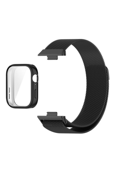 Choice سوار ساعة هواوي واتش فيت 3 أسود مع جراب معدني لسوار ساعة هواوي واتش في...