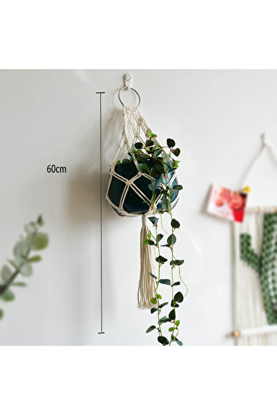 Choice KS001 منتجات المكرمية البوهيمية المصنوعة يدويًا، حامل نباتات قصير من المكرمية لتعليق الأواني على الحائط