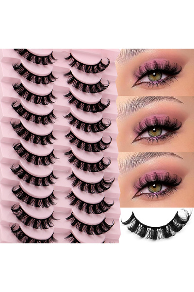 Choice 10 أزواج من الرموش الروسية الشريطية، رموش صناعية ملتفة ذات مظهر طبيعي وكثافة عالية، رموش روسية خفيفة.