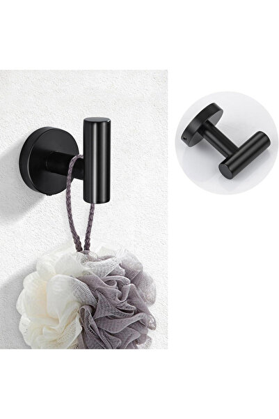 Choice خطاف معطف أسود، مجموعة ملحقات أدوات الحمام السوداء، قضيب منشفة من الفو...