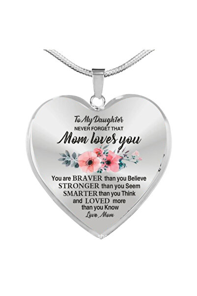 Choice قلادة على شكل قلب من 4 حروف ملهمة من "أحب ابنتي" تحمل عبارة "أبي وأمي" مع قلادة على شكل زهرة، قلادات على شكل قلادة، مجوهرات