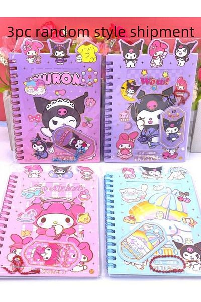 Choice romdon-3pcs 1/3pcs Kuromi Melody Sticker Set Adorable Diy Journaling Kit With Coil Notebook Pendants