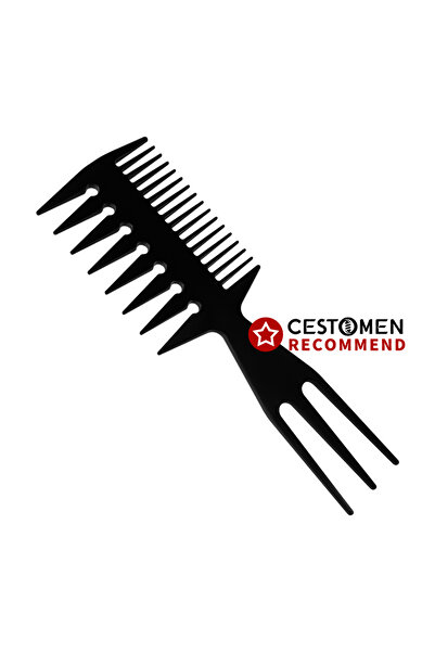 Choice black Men's Retro Oil Head Comb Wide Tooth Slicked Back Hairstyle Fork Comb Detangling Hair Brush Cu