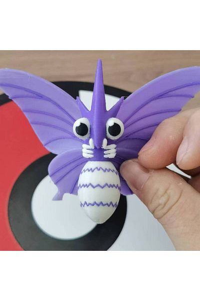 BANDAI 3" Venomoth Pokemon Anime Figures Venomoth Venonat Proportion World 1:20 Diy 3D Printing Kawaii Cart