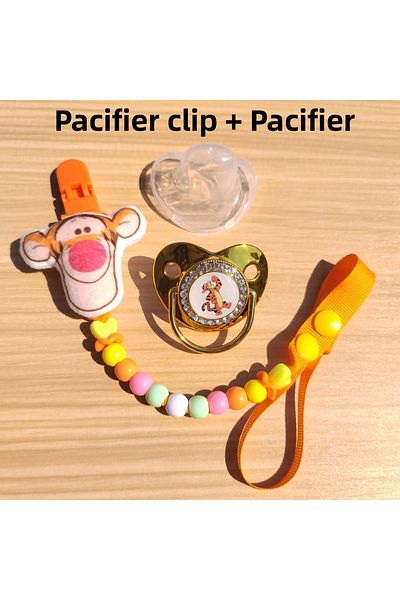 Miniso 1 set Miniso Tigger Baby Pacifier Chain Clip for newborns BPA Free Luxury Bling Pacifier Silicone du