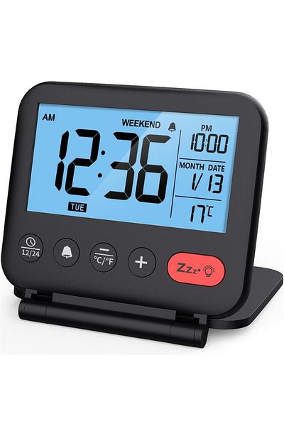 NOKLEAD 5247 NOKLEAD Digital Travel Alarm Clock for Bedroom Office Small LCD Desk Clock with Backlight Date