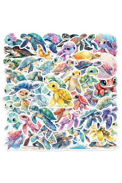 Choice Turtle 50pcs 50pcs Colorful Cartoon Turtle Stickers Aesthetic Phone Wall Scrapbook Motorcycle Water