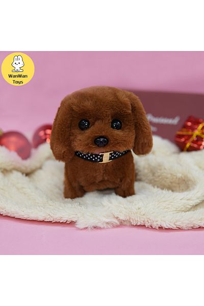 Choice Brown WanWan Toys Interactive Plush Puppy Dog Toy - Walking, Barking, Wagging Tail, and Stretching -
