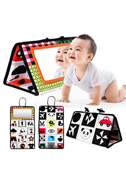 choice2 لعبة مرآة باللونين الأبيض والأسود لحديثي الولادة وقت الاستلقاء على ال...