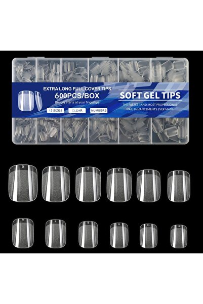 Choice w026 600 قطعة من أطراف أظافر الجل نصف غير لامعة وشفافة من الأكريليك وأ...