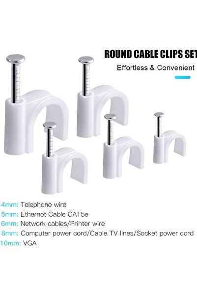 Choice1 5mm 100 Pieces 100 Cable Clamps with Steel Nails 4/5/6/8/10mm